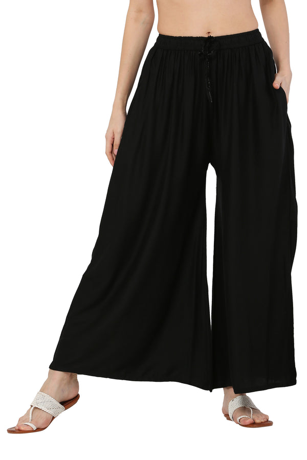 PAVONINE Black Color Rayon Fabric Jumbo Sharara For Women - Distacart