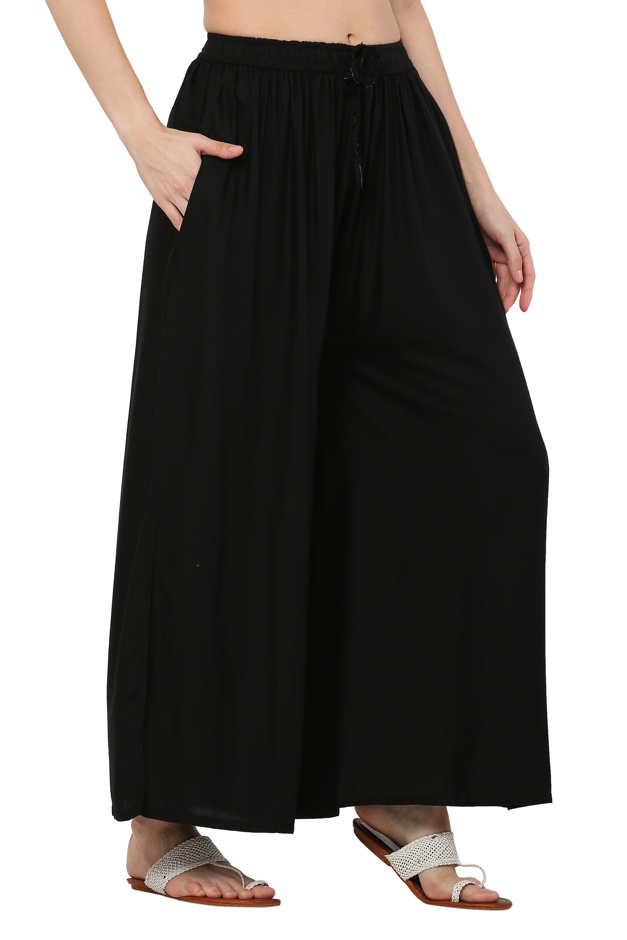 PAVONINE Black Color Rayon Fabric Jumbo Sharara For Women - Distacart