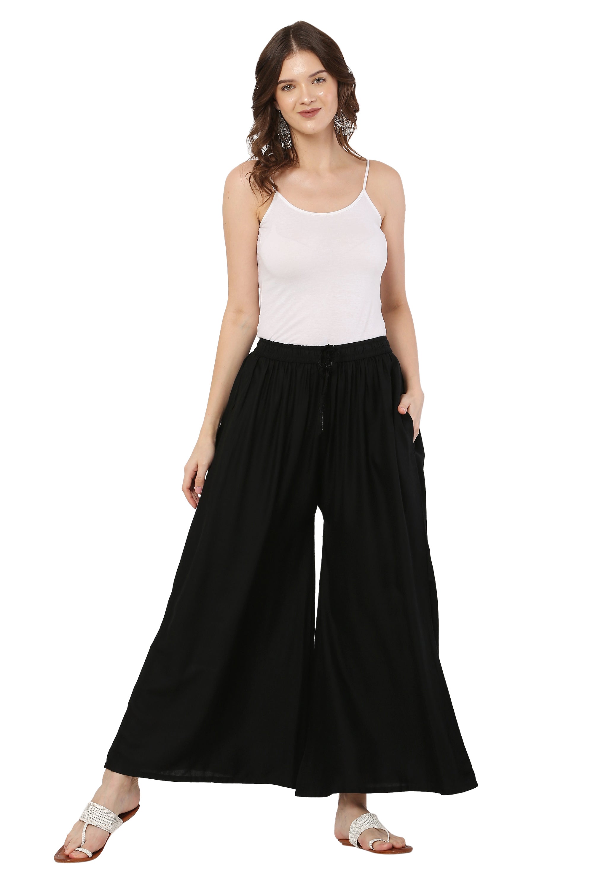PAVONINE Black Color Rayon Fabric Jumbo Sharara For Women - Distacart