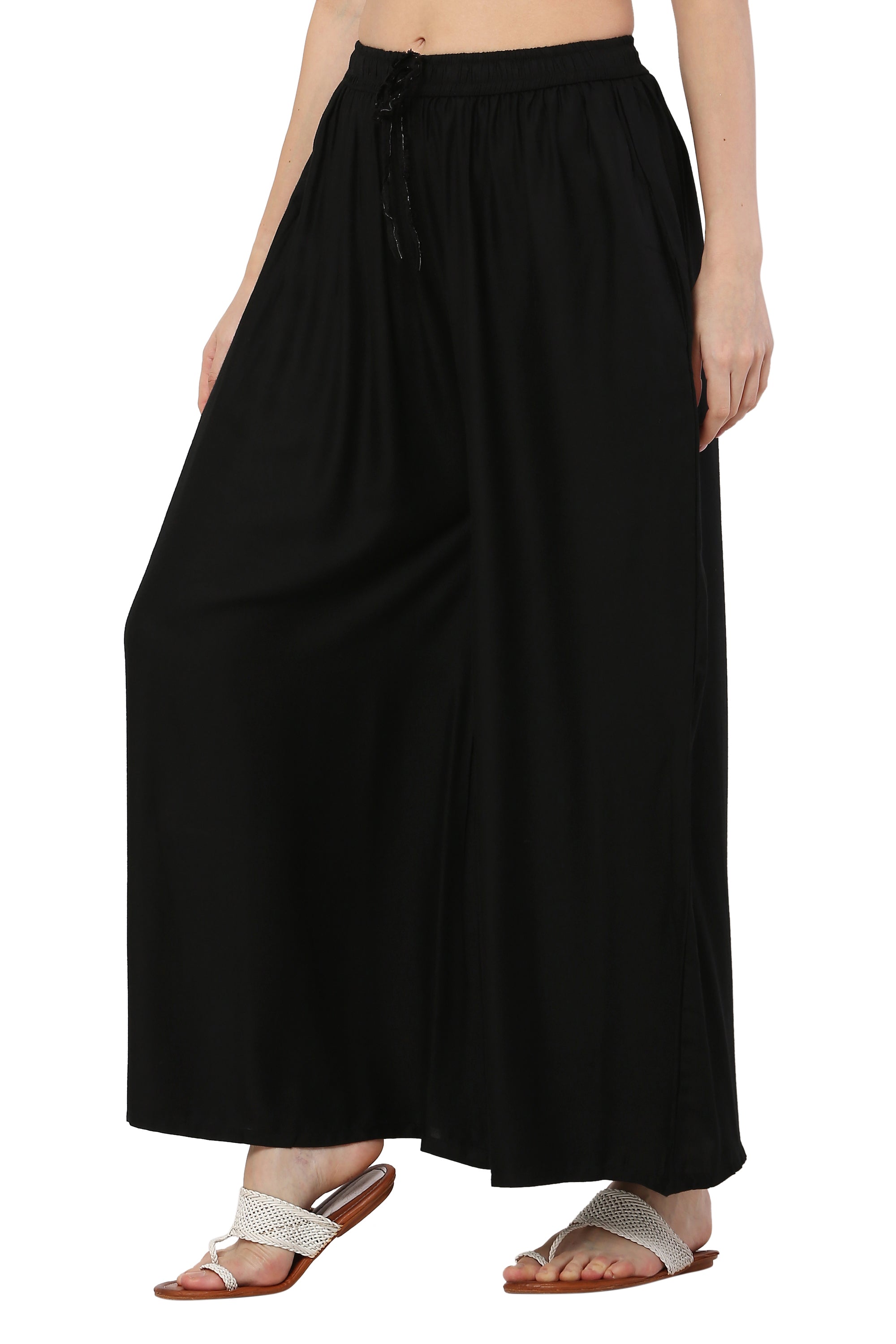 PAVONINE Black Color Rayon Fabric Jumbo Sharara For Women - Distacart