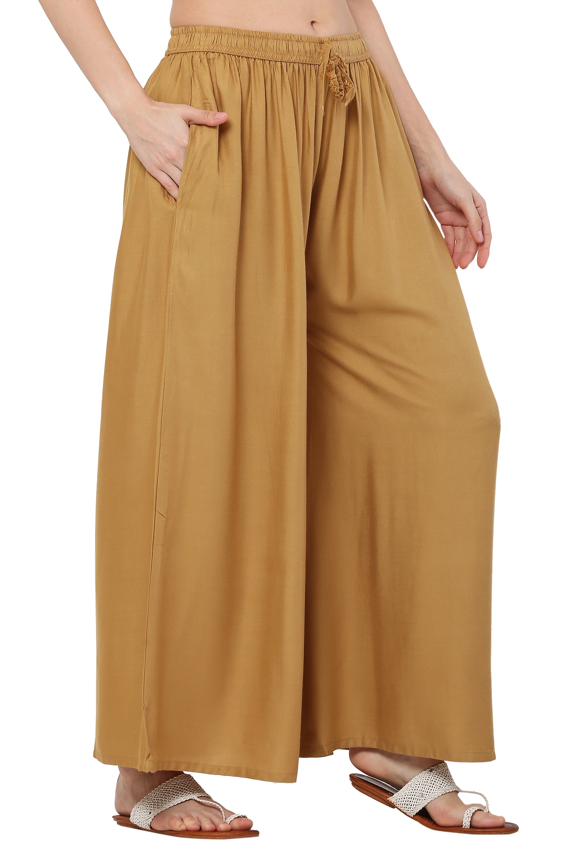 PAVONINE Beige Color Rayon Fabric Jumbo Sharara For Women - Distacart
