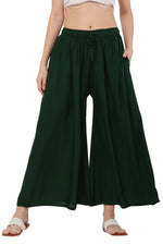 Thumbnail for PAVONINE Bottle Green Color Rayon Fabric Jumbo Sharara For Women - Distacart