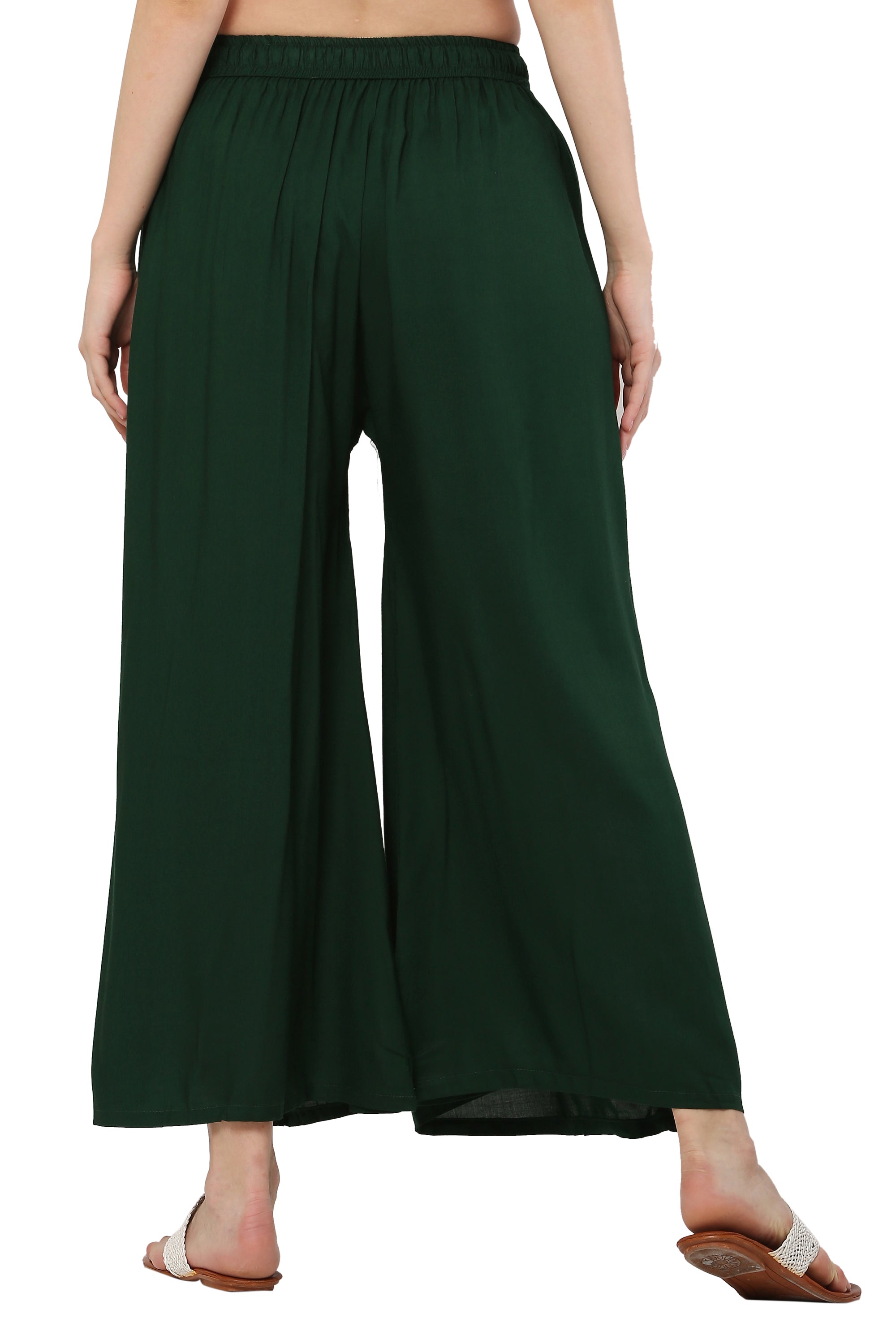 PAVONINE Bottle Green Color Rayon Fabric Jumbo Sharara For Women - Distacart