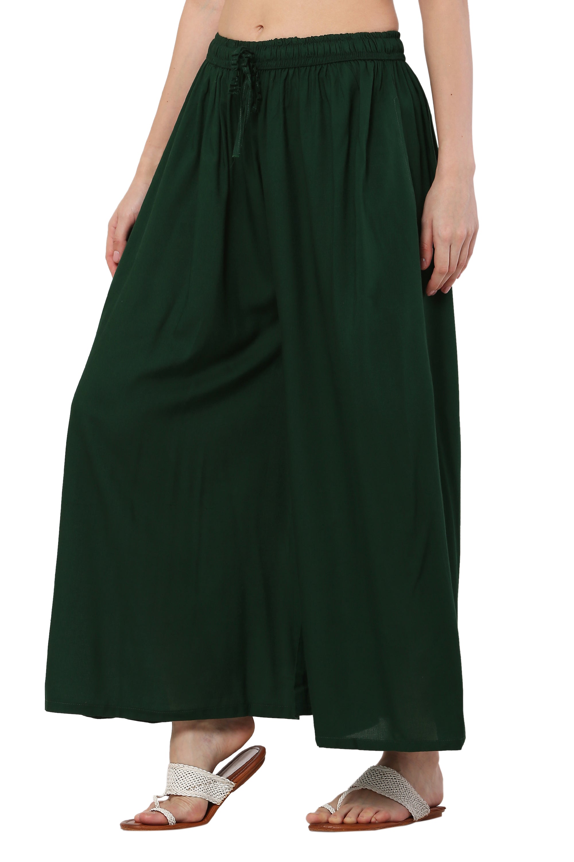 PAVONINE Bottle Green Color Rayon Fabric Jumbo Sharara For Women - Distacart