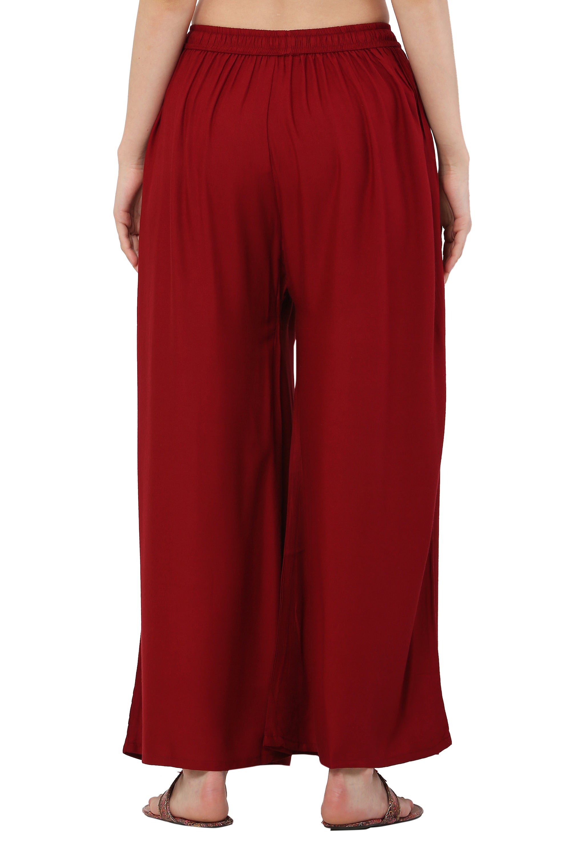 PAVONINE Maroon Color Rayon Fabric Jumbo Sharara For Women - Distacart