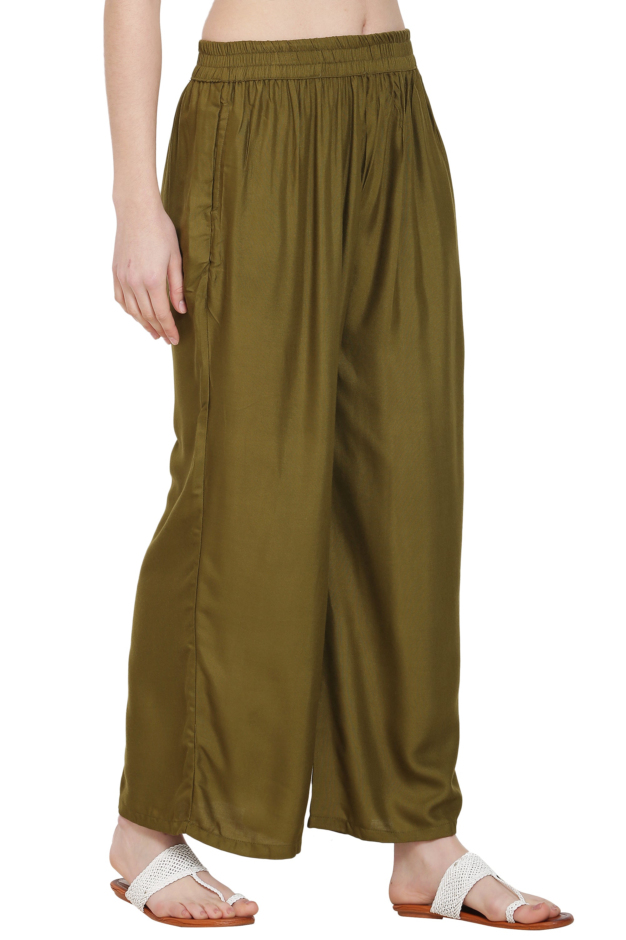 PAVONINE Mehandi Color Rayon Fabric Jumbo Sharara For Women - Distacart