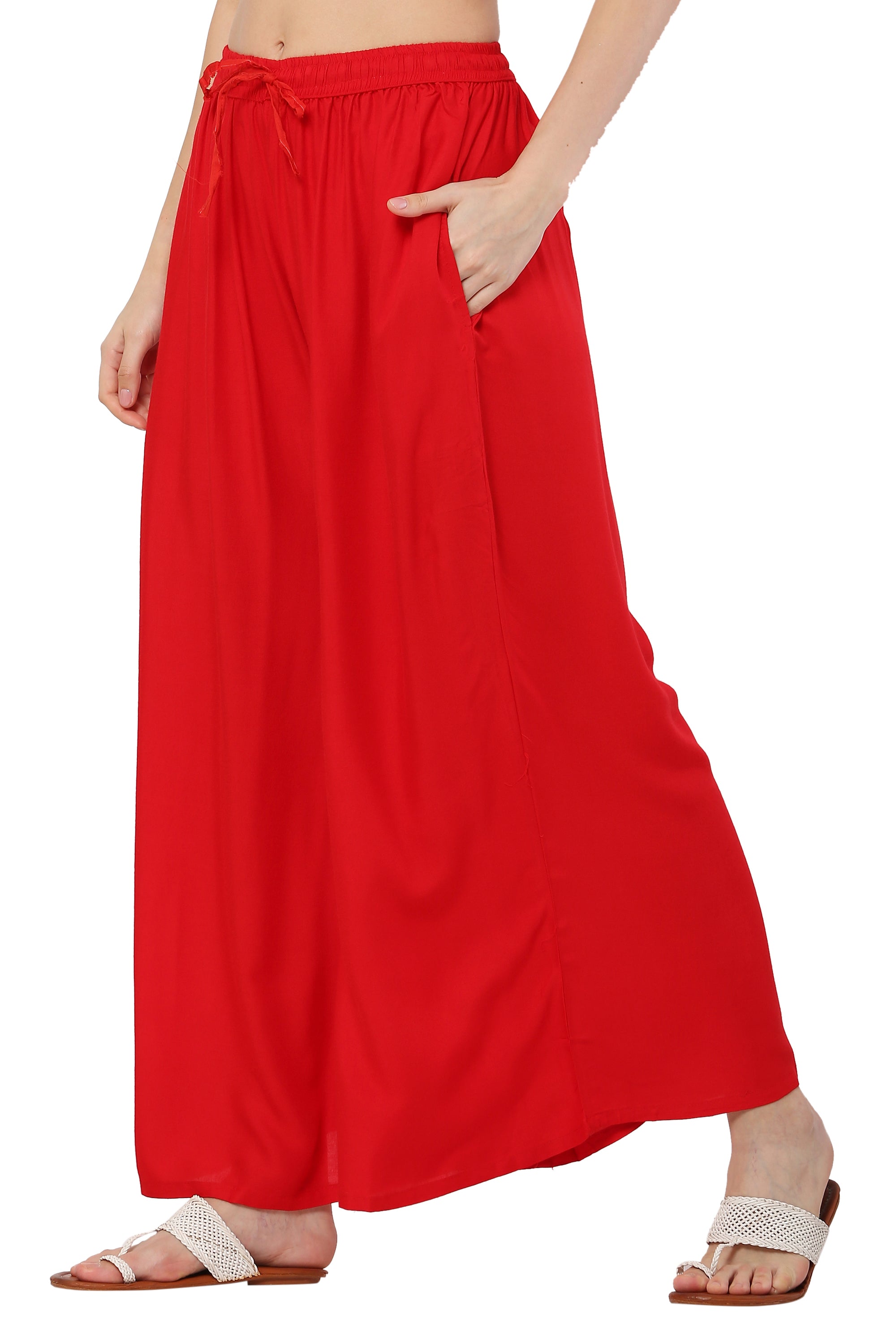 PAVONINE Red Color Rayon Fabric Jumbo Sharara For Women - Distacart