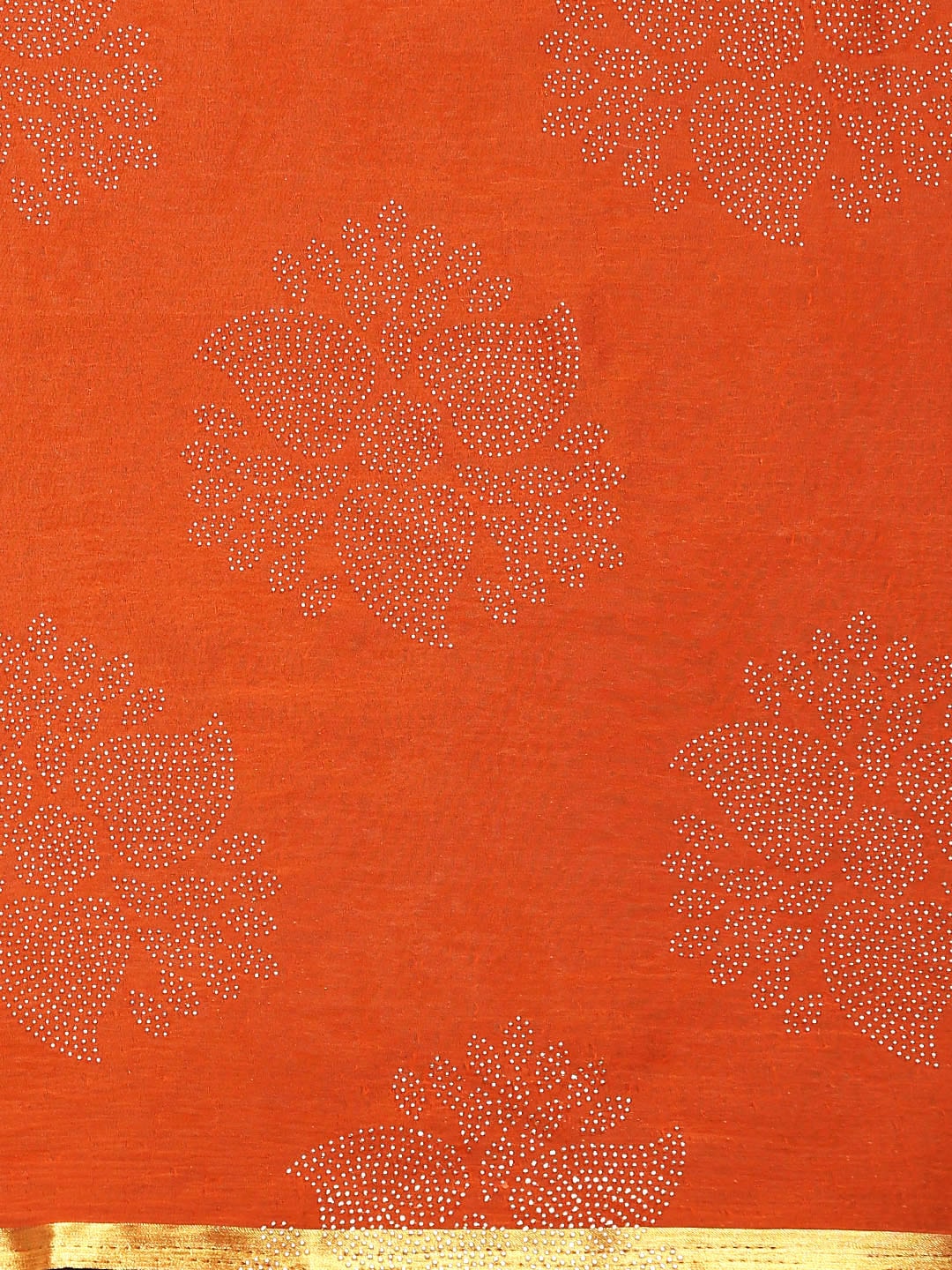 Saree Mall Orange & Golden Printed Saree - Distacart