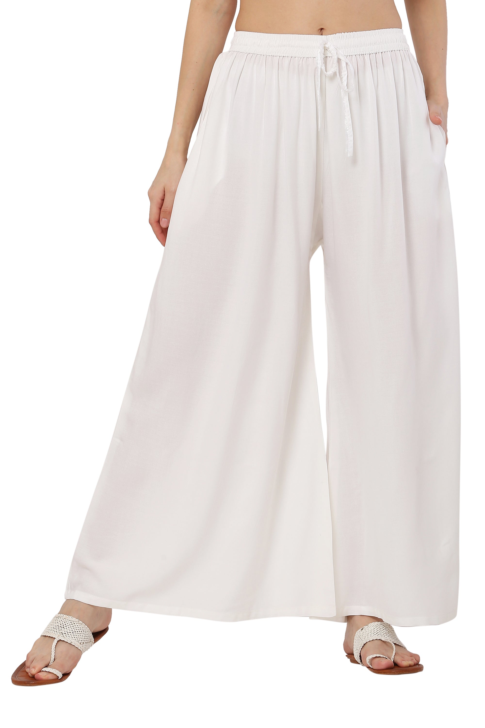 PAVONINE White Color Rayon Fabric Jumbo Sharara For Women - Distacart