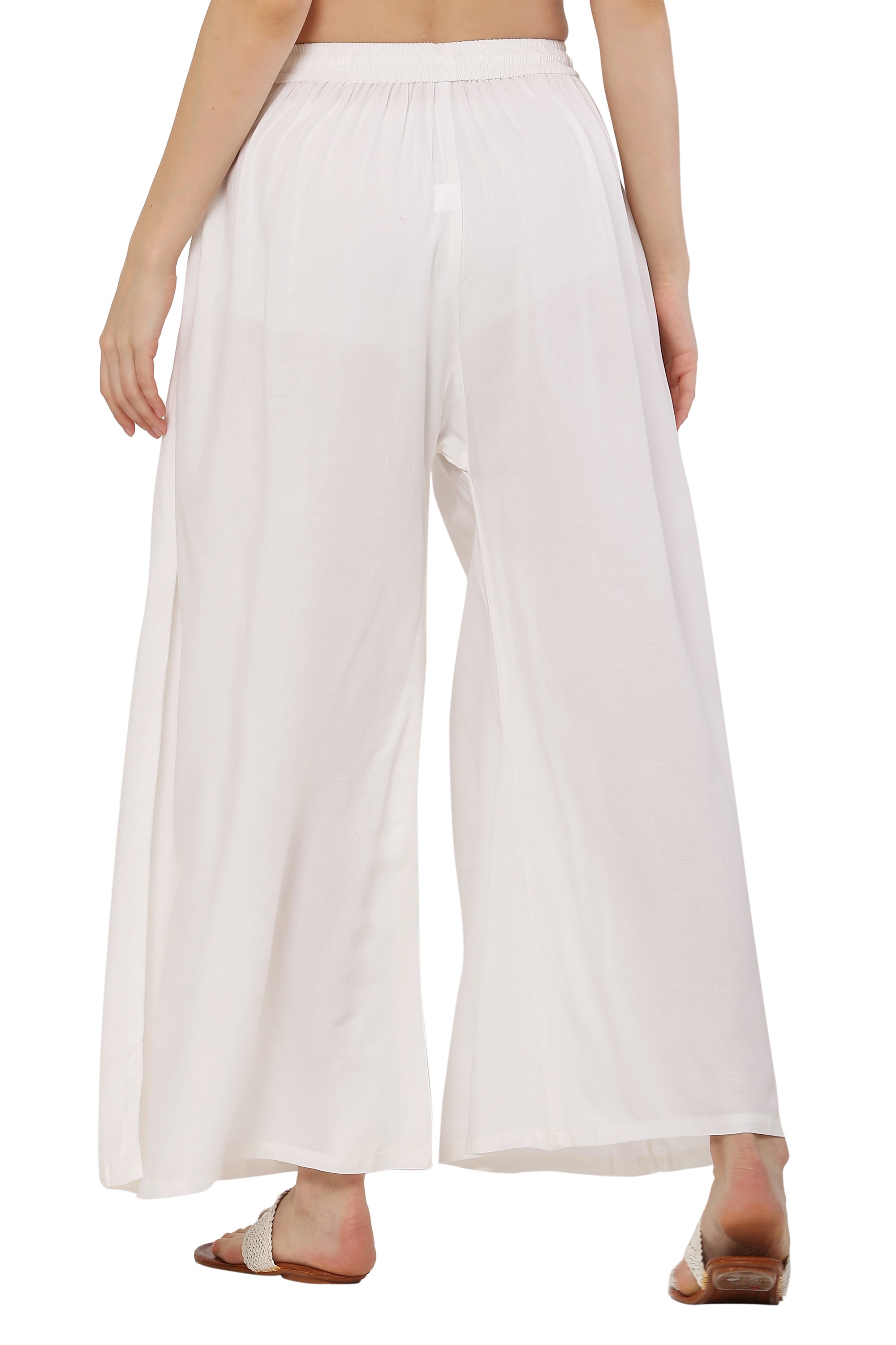 PAVONINE White Color Rayon Fabric Jumbo Sharara For Women - Distacart