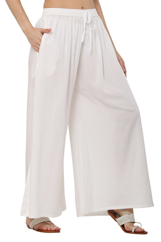 PAVONINE White Color Rayon Fabric Jumbo Sharara For Women - Distacart