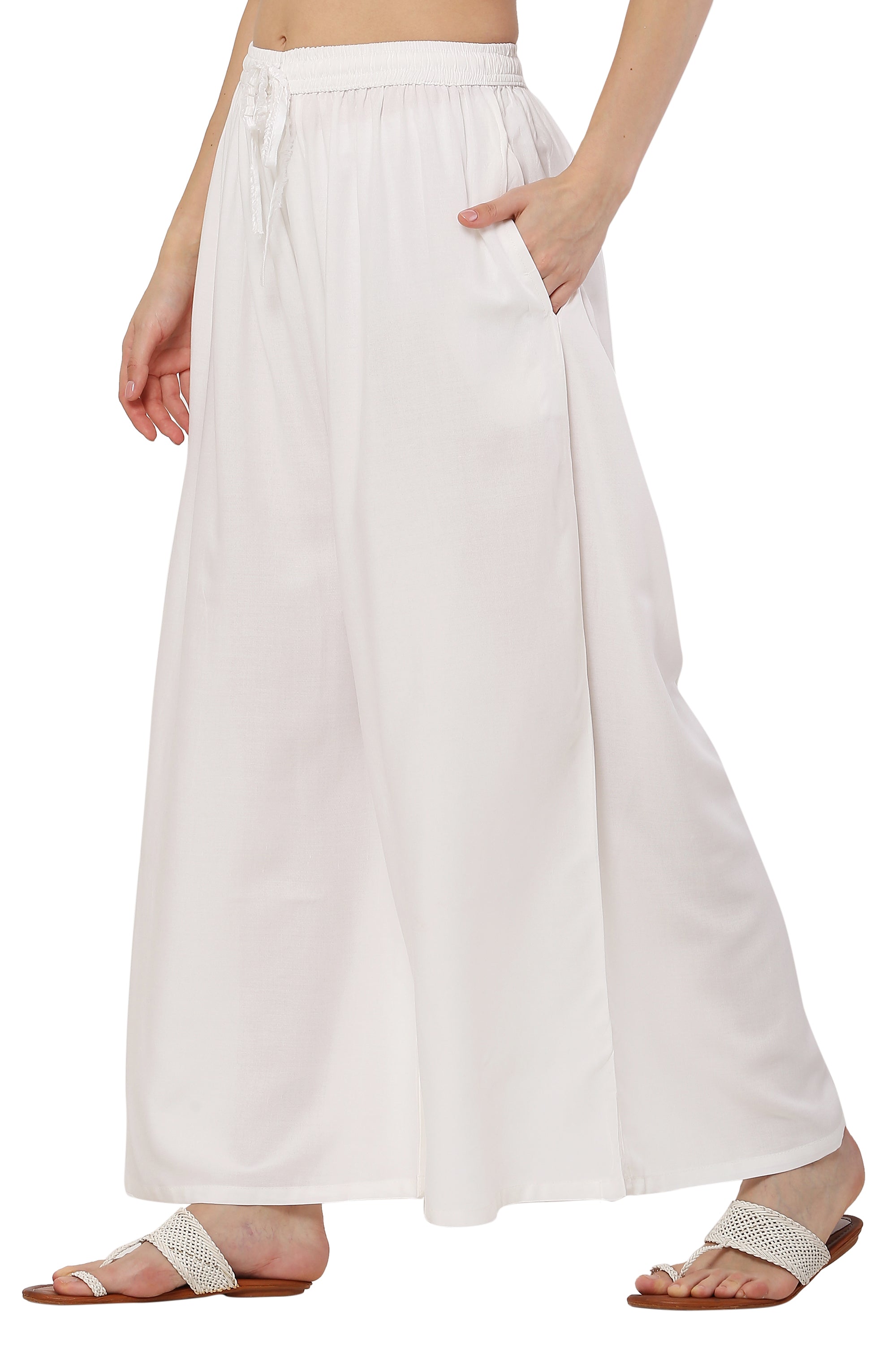 PAVONINE White Color Rayon Fabric Jumbo Sharara For Women - Distacart