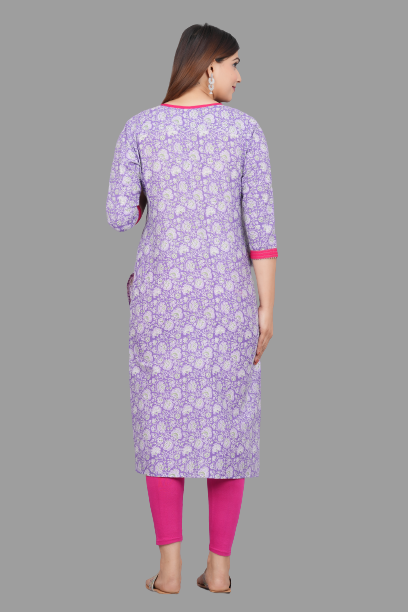 House of RP Women's Lilac Rayon Floral Print Kurta - Distacart