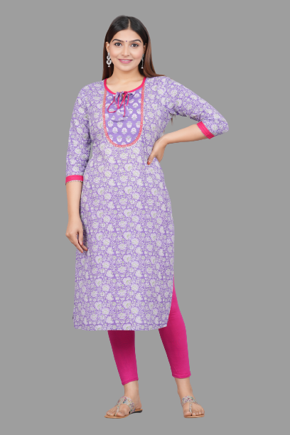 House of RP Women's Lilac Rayon Floral Print Kurta - Distacart