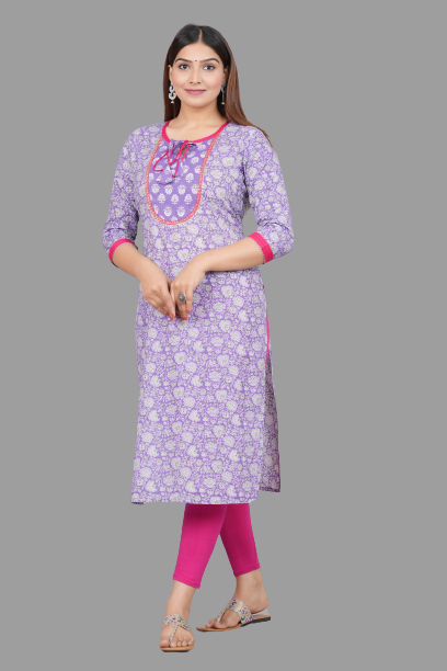 House of RP Women's Lilac Rayon Floral Print Kurta - Distacart