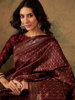 Thumbnail for Sangria Woven Design Zari Banarasi Saree - Distacart