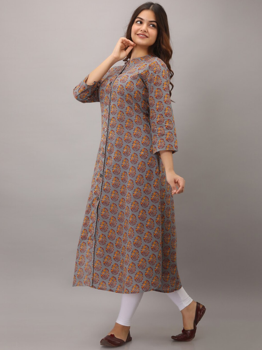 Kalini Women Grey Ethnic Motifs Printed Kurta - Distacart