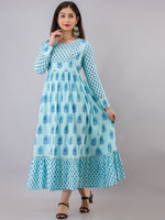 Thumbnail for Kalini Women Turquoise Blue Ethnic Motifs Printed Anarkali Kurta - Distacart