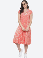 Thumbnail for Biba Women Coral Ethnic Motifs Printed Anarkali Kurta - Distacart