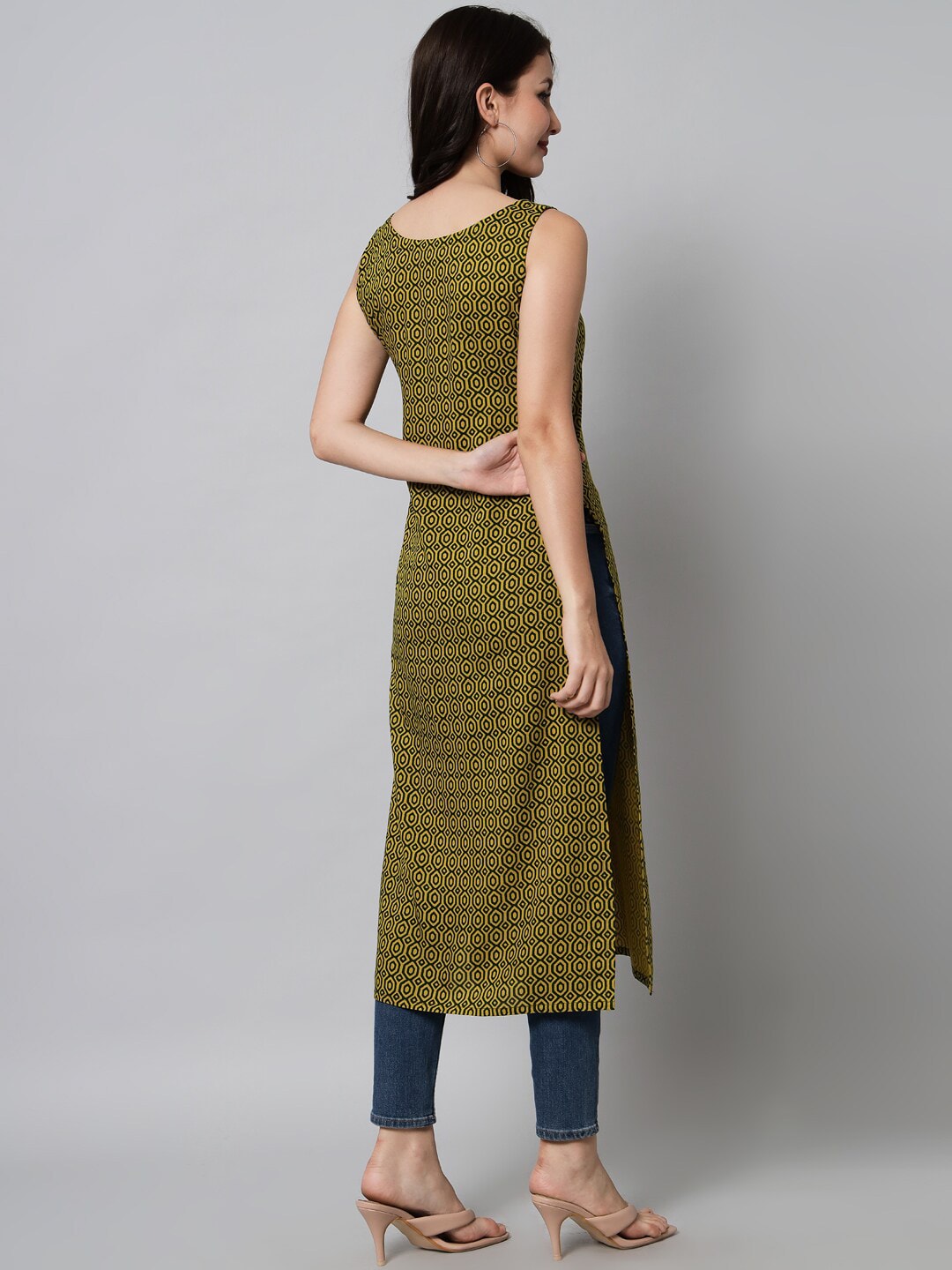 Kalini Women Green Geometric Printed Kurta - Distacart