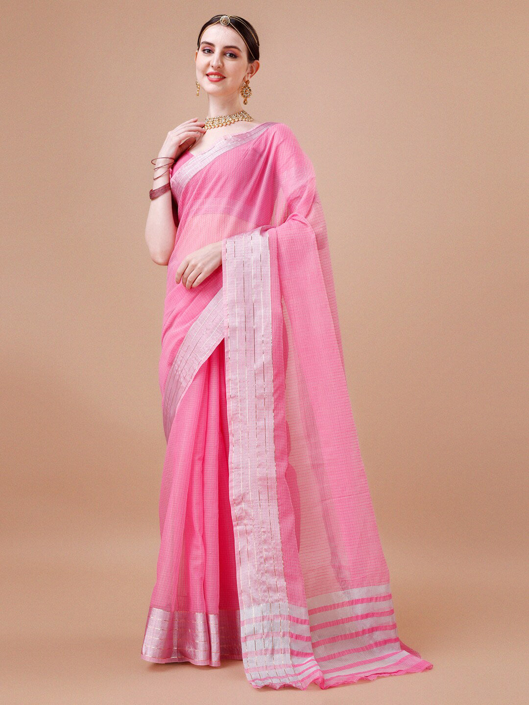 Kalini Checked Zari Kota Saree - Distacart