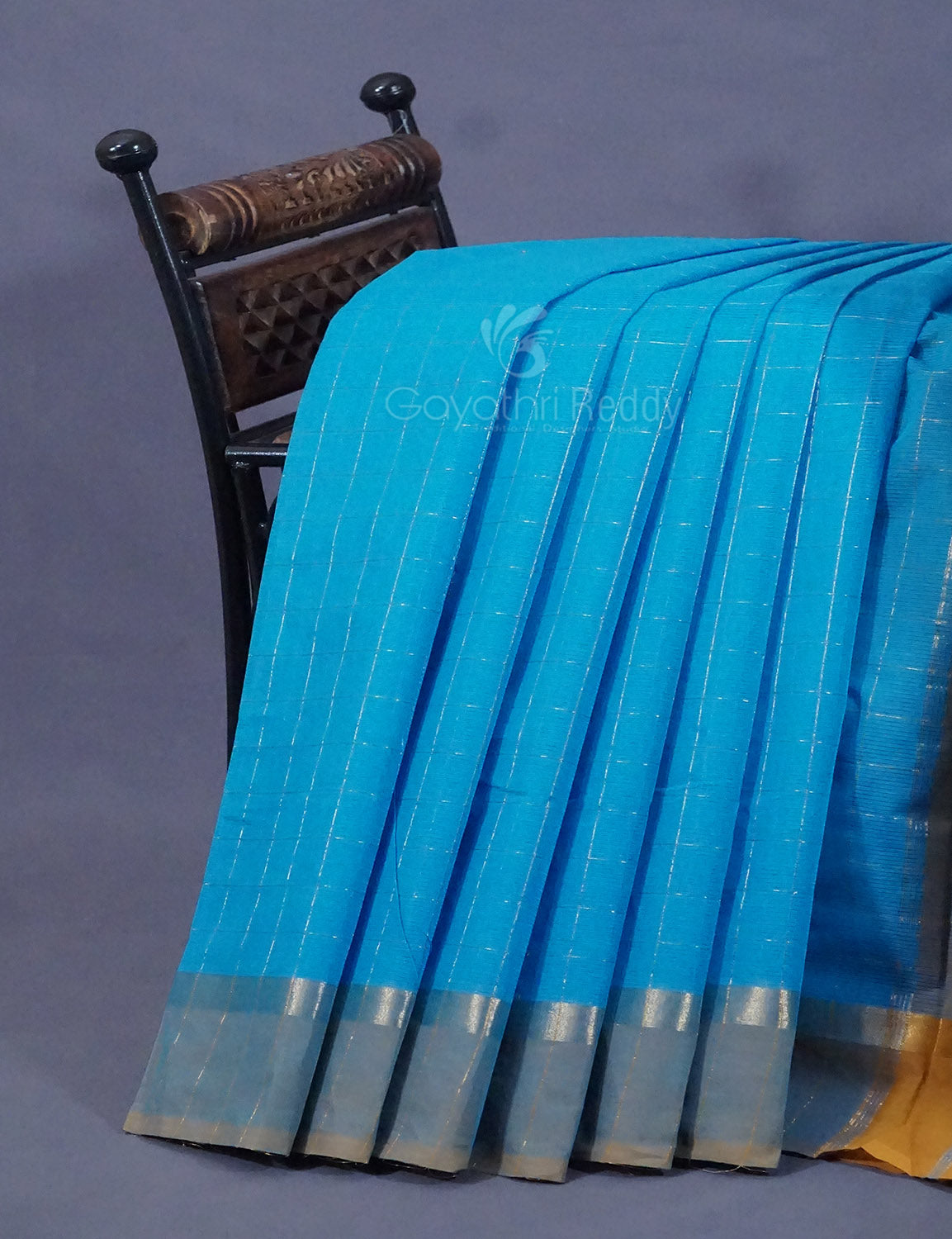 Dual Shade of Sky Blue And Grey Pure Mangalgiri Cotton By Gayathri Reddy Designer Studio - Distacart