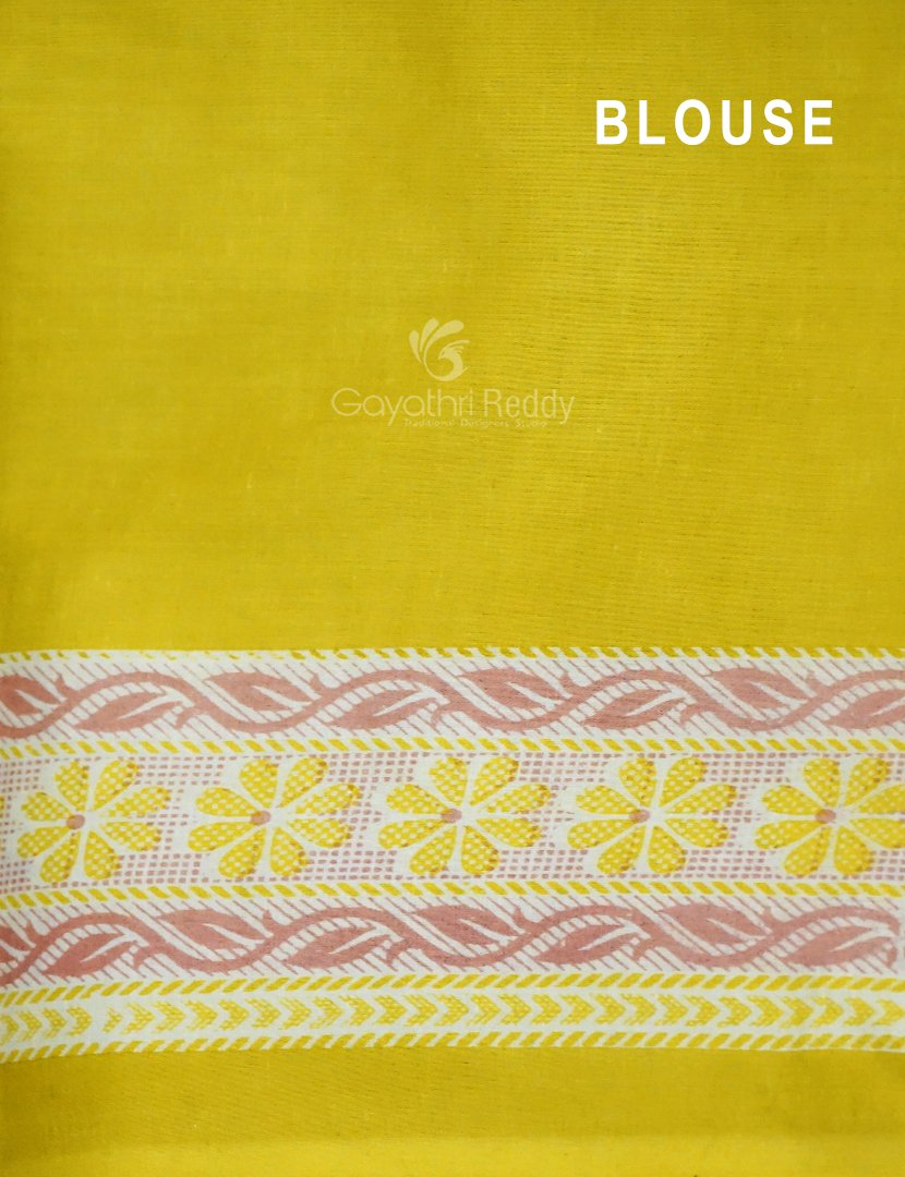 Mehendi Green And Lime Green Block Print Pure Kota Cotton Saree By Gayathri Reddy Designer Studio - Distacart