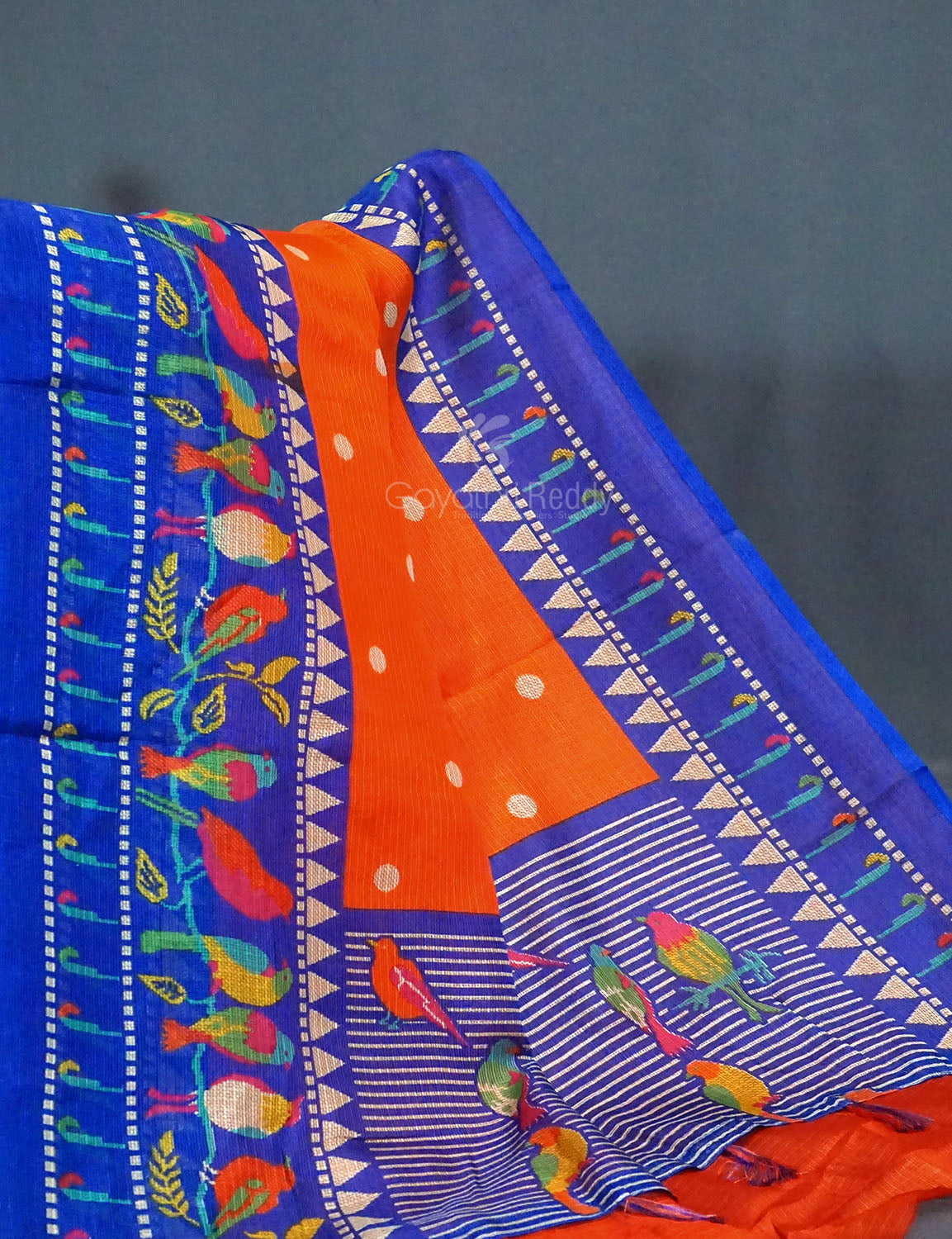 Dark Orange Colored with Buttes Semi Silk Kota Saree By Gayathri Reddy Designer Studio - Distacart