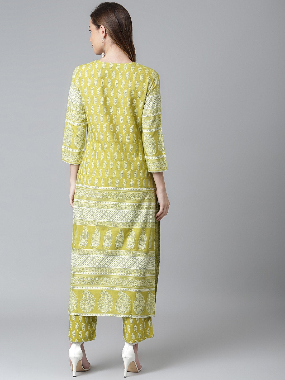 Khushal K Women Green Printed Kurta with Palazzos - Distacart