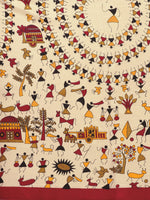 Thumbnail for Kalini Beige & Red Warli Art Silk Saree - Distacart