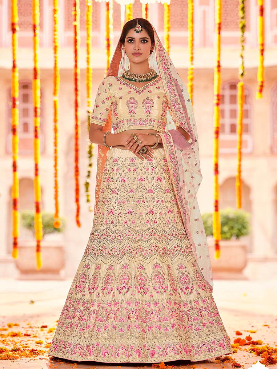 Myra Yellow Crepe Embroidered Designer Lehenga - Distacart