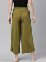 Thumbnail for Souchii Olive Green Knitted Ethnic Palazzos - Distacart