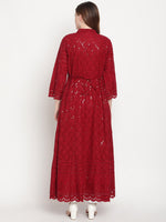 Thumbnail for Kalini Women Embellished Sequined Flared Sleeves Cotton Anarkali Kurta - Distacart