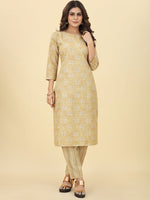 Thumbnail for Kalini Floral Printed Keyhole Neck Kurta With Trousers - Distacart