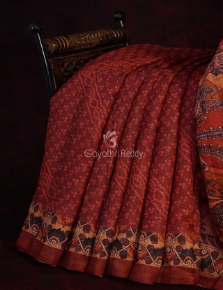 Red Colour With Self Print Design Semi Chanderi Saree By Gayathri Reddy Designer Studio - Distacart