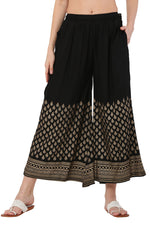 Thumbnail for PAVONINE Black Color Minar Half Golden Print Sharara For Women - Distacart