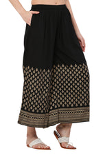 Thumbnail for PAVONINE Black Color Minar Half Golden Print Sharara For Women - Distacart