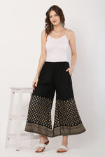 Thumbnail for PAVONINE Black Color Minar Half Golden Print Sharara For Women - Distacart