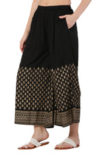 Thumbnail for PAVONINE Black Color Minar Half Golden Print Sharara For Women - Distacart