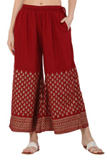 Thumbnail for PAVONINE Maroon Color Minar Half Golden Print Sharara For Women - Distacart