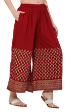 Thumbnail for PAVONINE Maroon Color Minar Half Golden Print Sharara For Women - Distacart