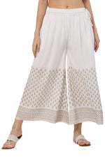 Thumbnail for PAVONINE White Color Minar Half Golden Print Sharara For Women - Distacart