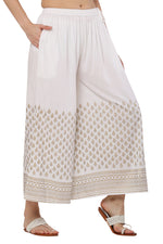 Thumbnail for PAVONINE White Color Minar Half Golden Print Sharara For Women - Distacart