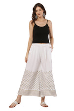 Thumbnail for PAVONINE White Color Minar Half Golden Print Sharara For Women - Distacart