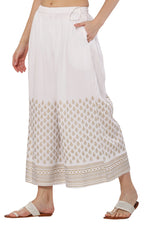 Thumbnail for PAVONINE White Color Minar Half Golden Print Sharara For Women - Distacart