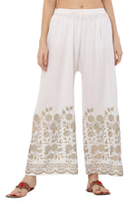 Thumbnail for PAVONINE White Color Floral Half Golden Print Sharara For Women - Distacart
