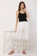 Thumbnail for PAVONINE White Color Floral Half Golden Print Sharara For Women - Distacart