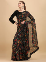 Thumbnail for Sangria Floral Printed Embroidered Saree - Distacart