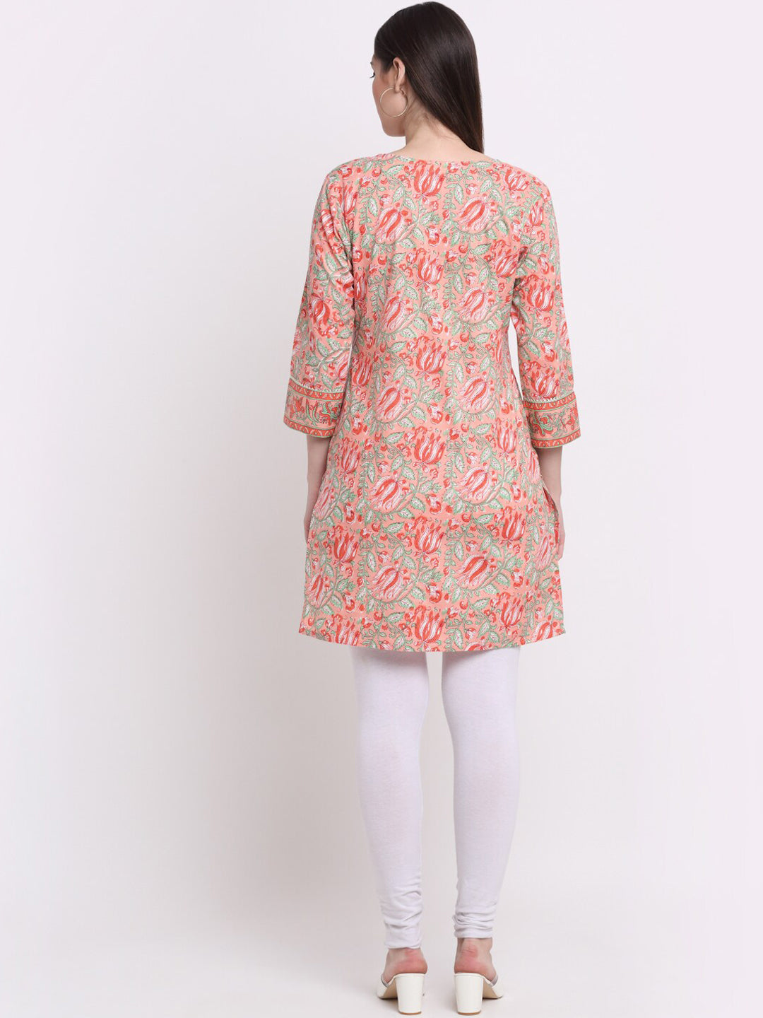 Kalini Women Peach-Coloured Floral Printed Kurta - Distacart
