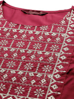 Thumbnail for Sangria Women Floral Embroidered Thread Work Kurta - Distacart